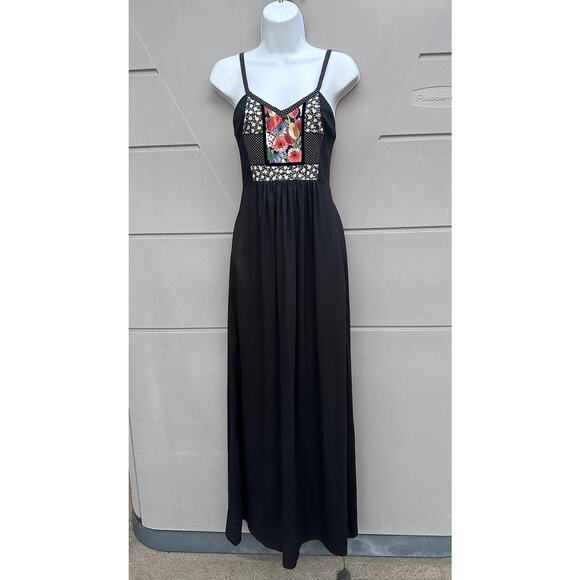 VTG 70s P.J. Walsh NY Boho Maxi Dress Floral Polka Dot Patchwork Sz 6 Union Made - Picture 5 of 15